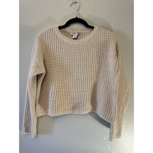 Cropped LadiesXS Waffle Knit Cream‎ Sweater